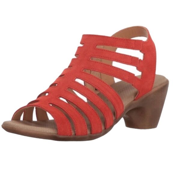 Eric Michael Red/Orange Suede Lara Strappy Sandal Made in Portugal Sz 41 EU - Picture 2 of 16